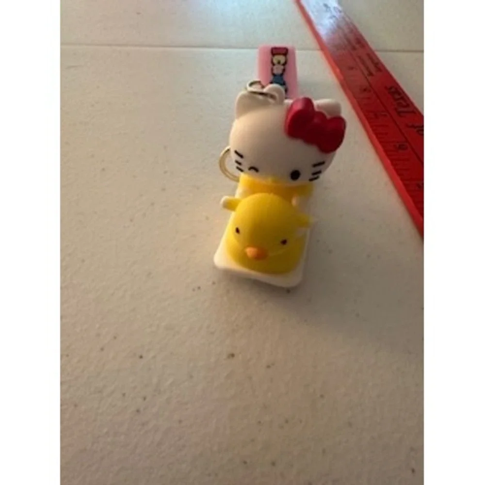 Sanrio Hello Kitty Winking Duck Rocker Keychain Pink Wristlet Bag Charm